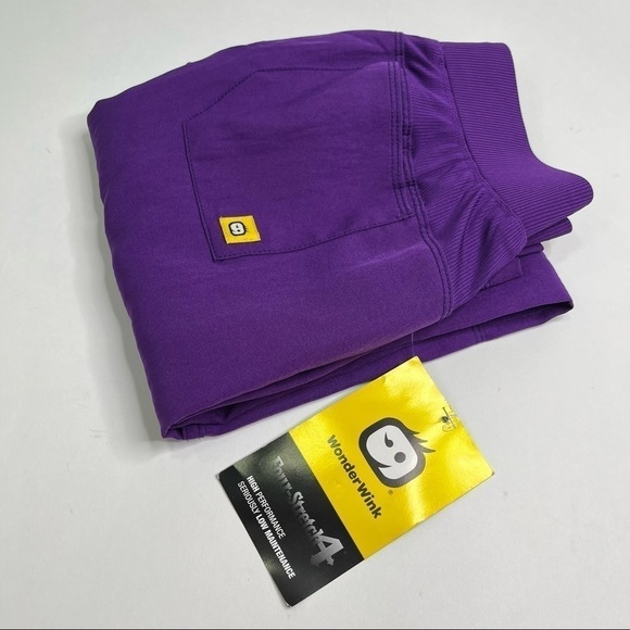 NEW WonderWink Purple Four-Stretch Elastic Waist No Iron Sport Cargo Scrub Pants - Picture 11 of 16